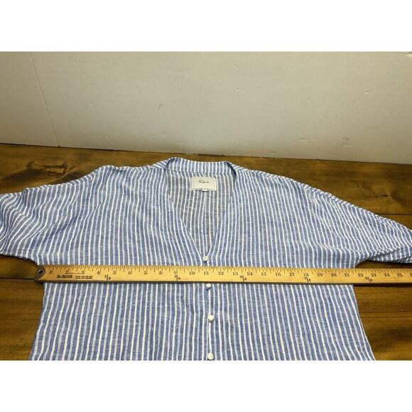 RAILS Womens Medium Val Belmont Stripe Shirt Tie Front Linen Blend Top Blouse - Picture 10 of 14